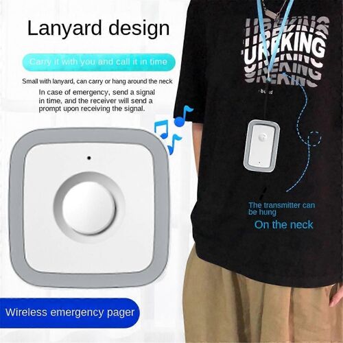 Bouton d'appel Pager Sonnettes de porte sans fil Pager sans fil 5 vitesses 300M pour /Personnes âgées/Patient/Handicapé/Preg