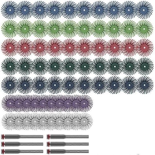 76Pcs Kit De Disque À Poils Radiaux Brosse Abrasive 1/8Inch 3/2.35mm Détail Roue De Polissage pour Accessoires D'outils Rotatifs