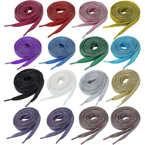 16 Paires De Lacets De Chaussures Plates Paillettes De 42 Pouces De Couleurs Unies Lacets De Chaussures En 14 Couleurs Différentes Pour Les Baskets D¿Équipe