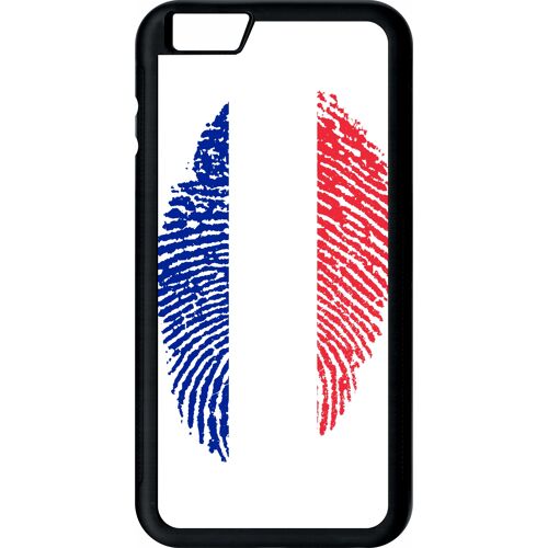 Coque iphone 6s+ - empreinte digitale drapeau france - noir