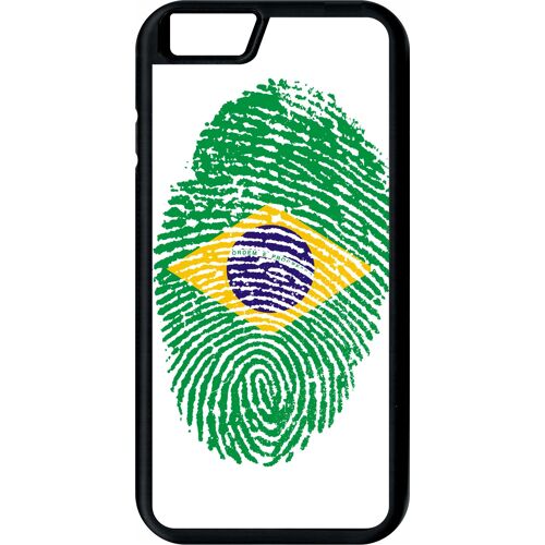 Coque iphone 6s - empreinte digitale drapeau bresil brazil - noir