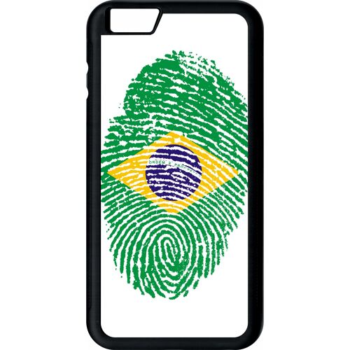Coque iphone 6s+ - empreinte digitale drapeau bresil brazil - noir