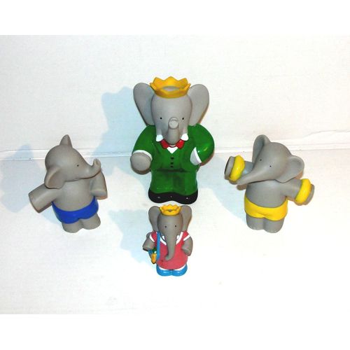 Babar Lot 4 Figurine Babar Plastique Souple Brunhoff Nelvana