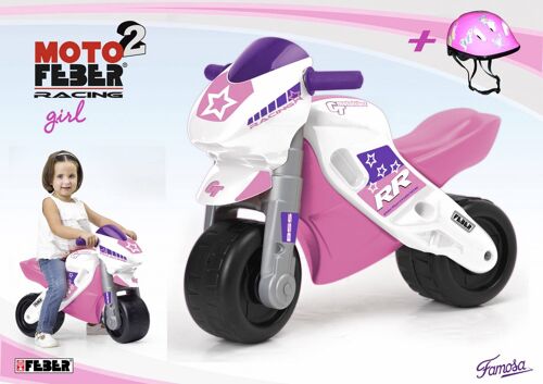 Ride-On Feber - Porteur Moto 2 Racing Pink + Casque