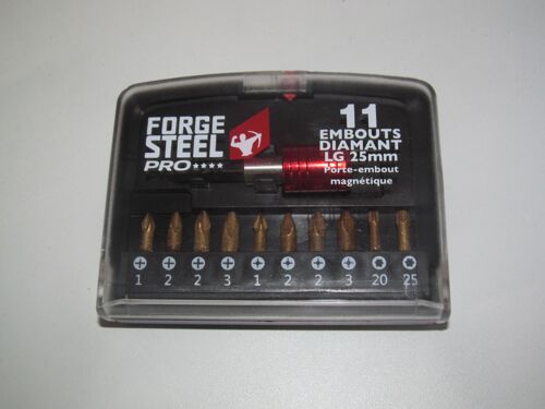 Etui de 11 Embouts Diamant Forge Steel Pro LG 25 mm + Porte Embouts magnétique