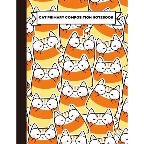 Cat Primary Composition Notebook: Kawaii Halloween Candy Corn Cats | Cat Story Journal Half Page Or Workbook With Picture Space And Dotted Midline K-2 ... With A Pretty Cat Interior Design (8.5"X11")