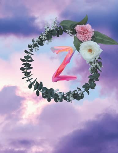 Z: Monogram Initial Z Notebook For Women, Girls And School, Pink Floral 8.5 X 11