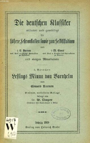 Lessings Minna Von Baruhelm (Die Deutschen Klassiker, 3. Bändchen)