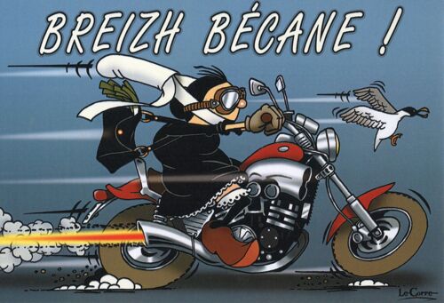 Carte Postale - Humour Breton -" Breizh Bécane!"