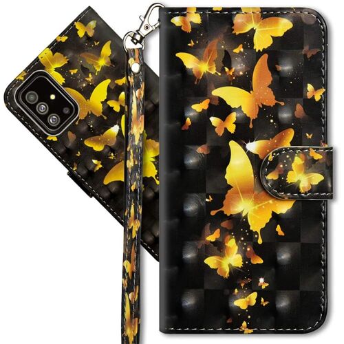 Galaxy A51 5g Etui A Rabat 3d Design Portefeuille Housse [Magnetique] [Fonction Stand] [Porte Carte] Pu Cuir Protection Coque Pour Samsung Galaxy A51 5g. Yx 3d Golden Butterfly