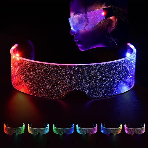 Lunettes Lumineuses - Ciel Étoilé, Lunette Led Lumineux, Lunettes Cyberpunk Led, Lunette Futuriste, 7 Couleurs, Double Contrôle, Pour Fête Discothèque, Halloween, Bar, Dj, Cosplay, Concert
