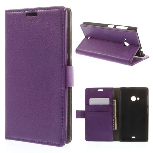 Etui Type Portefeuille Pour Microsoft Lumia 535 Coloris Violet Grainé Rabat Laté