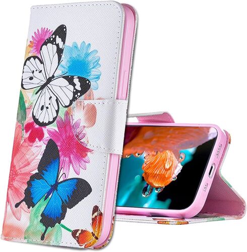 Coque Xiaomi Mi Note 10 Housse, Bookstyle Etui Motif Colore Imprime Housse Pu Etui En Cuir Portefeuille De Protection Etui A Rabat Pour Xiaomi Mi Note 10. Bf Two Butterflies