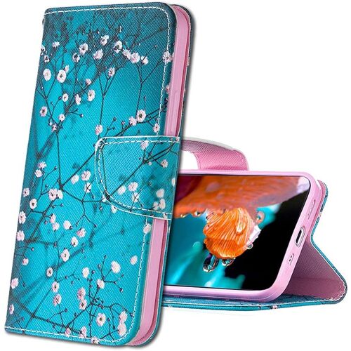 Coque Samsung Galaxy A72 Housse, Bookstyle Etui Motif Colore Imprime Housse Pu Etui En Cuir Portefeuille De Protection Etui A Rabat Pour Samsung Galaxy A72. Bf Apricot Tree