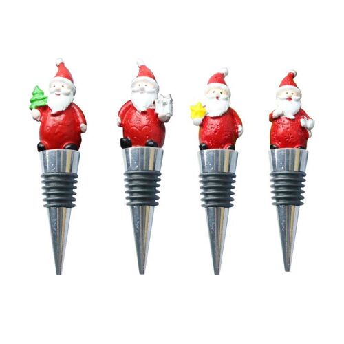 Bouchon de bouteille de vin de noël en aluminium, 4 pièces, bouchon de stockage de vin rouge sous vide, bouchon torsadé en métal, couverture de bouteille de vin, outils de Bar