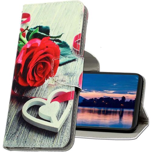 KAL-Coque Pour Xiaomi Redmi Note 10, Coque En Cuir Xiaomi Redmi Note 10S, Étui Téléphone Redmi Note 10, Motif Coloré Imprimé Housse Pour Xiaomi Redmi Note 10 4G / Note 10S. Xc1 Red Rose