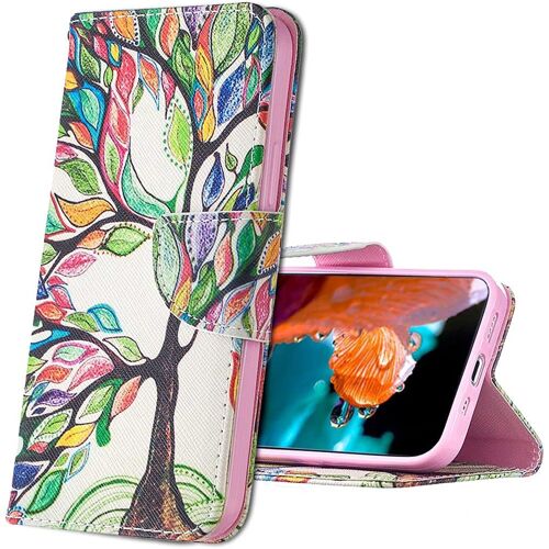 Coque Samsung Galaxy A12 Housse, Bookstyle Etui Motif Colore Imprime Housse Pu Etui En Cuir Portefeuille De Protection Etui A Rabat Pour Samsung Galaxy A12. Bf Tree Of Life