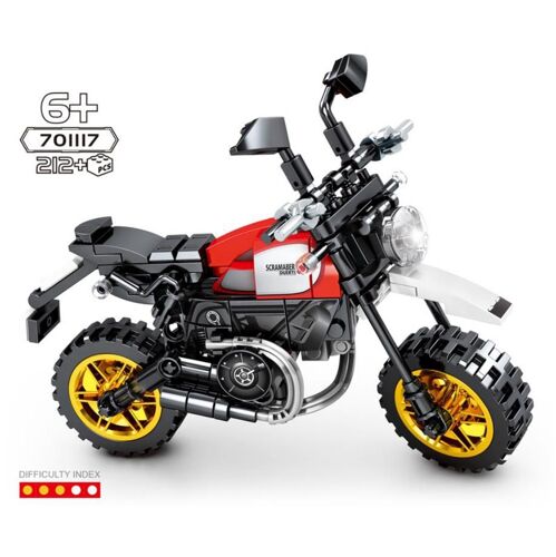 Sans Boîte D'origine - Bloc De Construction De Moto Technique Ducati Scrambler, Modèle De Véhicule Traîneau Du Désert, Moteur À Vapeur, Jouets En Brique Avec Support, Collection