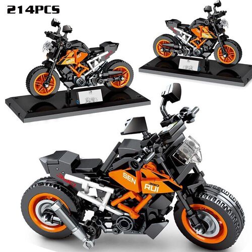 Sans Boîte D'origine - Blocs De Construction De Moto, Haute Technologie, Rouge Et Orange, Modèle De Simulation, Briques, Jouets Pour Enfants, Cadeau De Vacances Et De Nouvel An
