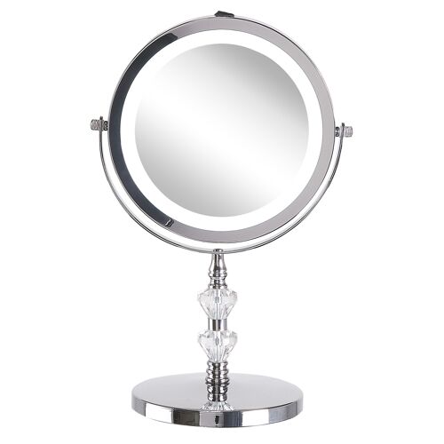 Miroir de table grossissant avec LED ø 20 cm argenté LAON