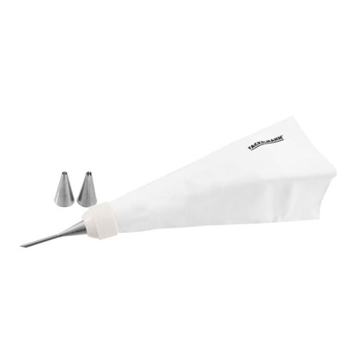 Fm Professional 21508 Poche À Douille En Coton Avec 3 Douilles Inox, Poche A Douille, Poche A Douille Patisserie, Poche À Douille Professionnelle Réutilisable, Coton, Acier Inoxydable, 28 X 18,5 Cm