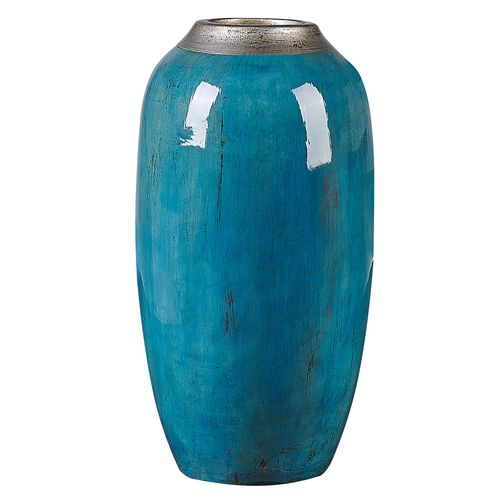 Terre cuite Vase décoratif 42 cm Bleu Argenté MILETUS