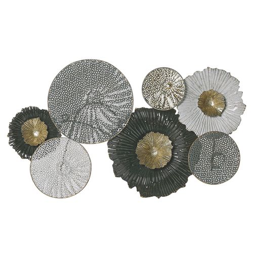 Décoration murale platformes fleurs en métal argenté ZIRCONIUM