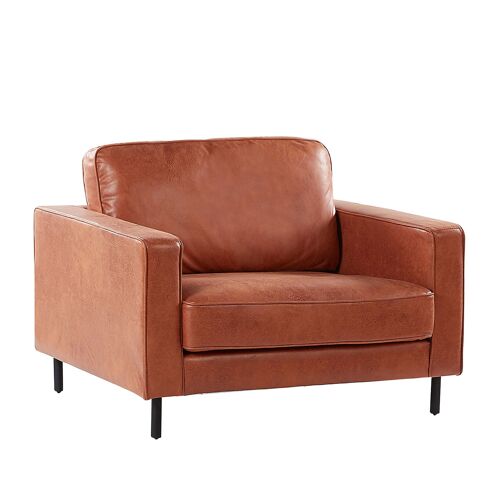 Fauteuil en cuir PU marron doré SAVALEN