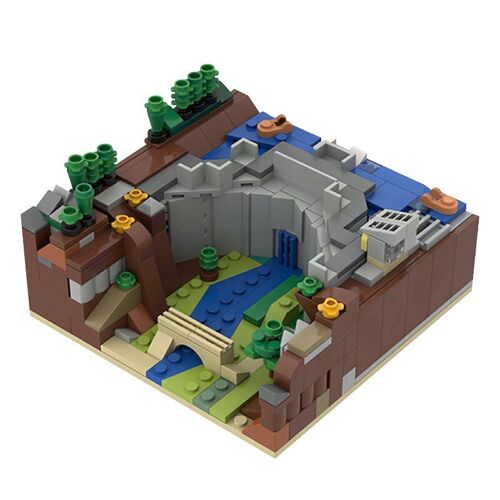 Pas De Boîtes D'origine - Moc Dam Diorama ? Grotte De Montagne, Jouet Pour Enfants, Blocs De Construction Modélisés, Architecture De Ville, Rue, Cascade