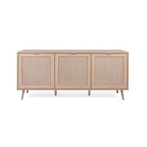 Buffet - Décor Chêne Sonoma - 3 Portes - Bali - L 150 X P 40 X H 71 Cm