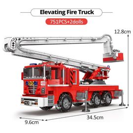 Pas De Boîte Originale - Camion De Lutte Contre L'incendie De La Police De Ville, Blocs De Construction Moc, Véhicule De Voiture, Figurines De Pompier, Briques, Jouets Éducatifs Pour Enfants