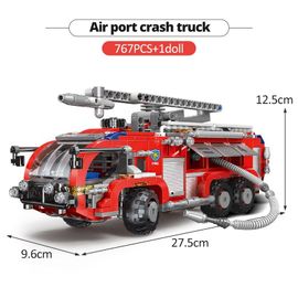 Pas De Boîte Originale - Camion De Lutte Contre L'incendie De La Police De Ville, Blocs De Construction Moc, Véhicule De Voiture, Figurines De Pompier, Briques, Jouets Éducatifs Pour Enfants