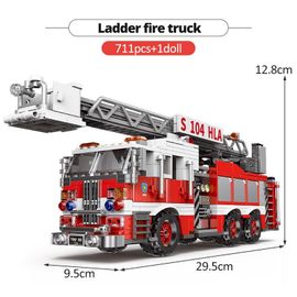 Pas De Boîte Originale - Jeu De Construction De Véhicule De Série Camion De Pompiers De Police De Ville, Briques Figurines De Pompier, Jouets Éducatifs Pour Enfants, Cadeau