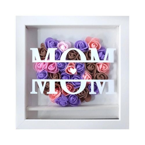 Vitrine De Cadre De Fleur En Bois,Fête Des Mères,Décoration D'intérieur,Cadeaux De Thanksgiving,Colonne Vertébrale,Grand-Mère,Famille - Type Purple-8 Inch
