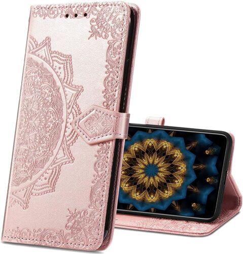 Coque Sony Xperia 1 Iii, Mandala Emboss [Stand Support] [Porte-Cartes De Cr¿¿Dit] [Fermeture Magn¿¿Tique] Portefeuille ¿¿Tui Housse Coque Pour Sony Xperia 1 Iii. Sd Mandala Rose