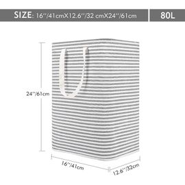 80L Grand Organiser Paniers pour Vêtements Stockage, Cordon Paniers à Linge, Pliable Sac à Linge, Pliage Grande Capacité Corbeilles à Linge (Gris)