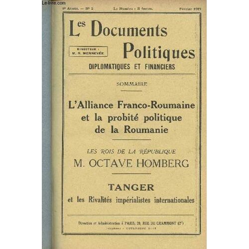 Les Documents Politiques, Diplomatiques Et Financiers, Revue Mensuelle D Informations Et De Documentation Internationales - 8e Année, N°2 Fév. 1927 -