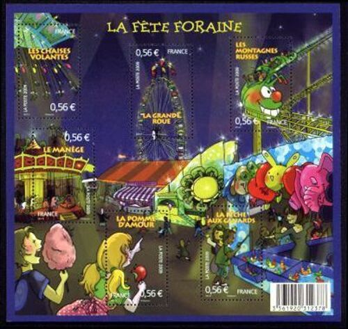 France 2009, Très Beau Bloc Feuillet Neuf** Luxe Yvert 4378 - La Fête Foraine, Comportant Les Timbres 4378 4379 4380 4381 4382 4383.