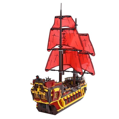 1436pcs Pas De Boîte - Blocs De Construction De Bateau De Pirate Rouge Mobidi, 1436 Pièces, Modèle De Film De Pirate, Briques À Assembler, Jouets Pour Enfants