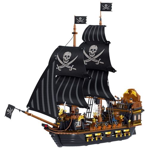 1352pcs Pas De Boîte - Bateau De Pirate Black Hawk, Modèle Briques, Blocs De Construction Du Film Le Pirate Noir, Cadeaux D'anniversaire Pour Enfants, 1352 Pièces