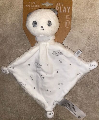Doudou Peluche Panda Tape A L'oeil Mouchoir Blanc Gris Etoiles Tout Doux Love Jouet Bebe