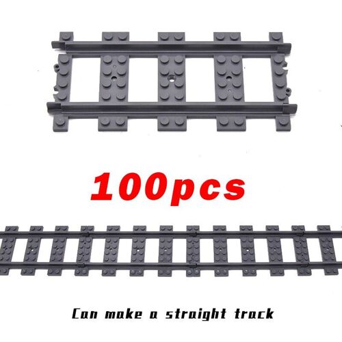 100pcs Droit - Blocs De Construction Moc Électrique À Piles, Haute Technologie, Train De Ville, Rails, Rails, Briques, Jouets De Bricolage Pour Enfants