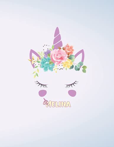 Melina: Unicorn Notebook Personal Name Wide Lined Rule Paper | Notebook The Notebook For Writing Journal Or Diary Women & Girls Gift For Birthday, For Student | 162 Pages Size 8.5x11inch
