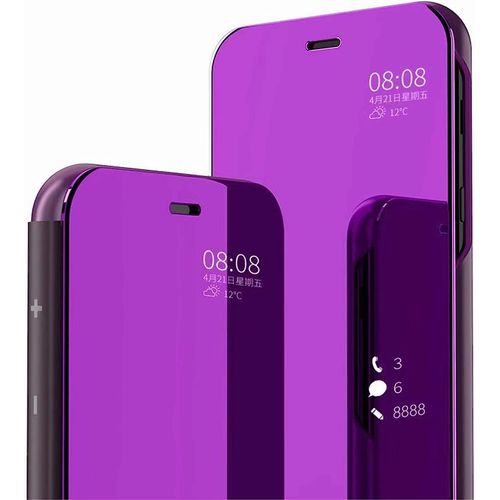 Compatible Coque Xiaomi Redmi Note 10 Pro Tui+ Verre Tremp Film Protecteur Flip Clear View Translucide Miroir Cover Standing 360¡Ãhousse Antichoc Smart Cover Bumper Violet