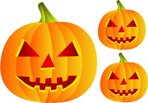 Set 3x Autocollant Sticker Fete Deco Halloween Macbook Voiture Citrouille Jack