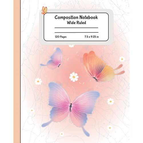 Composition Notebook: Butterfly Wide Ruled 120 Pages Notebook Journal For Kids Teens Girls Boys Students Teachers For Home School College For Writing Notes (Vol:25)