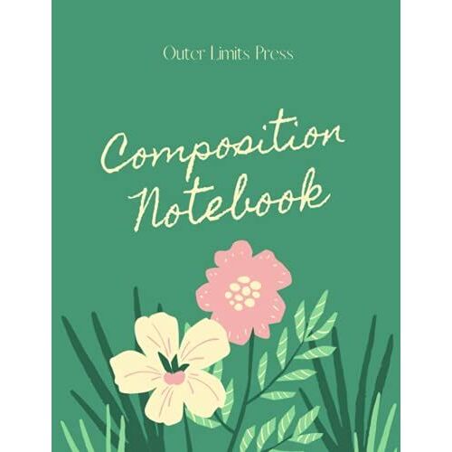 Composition Notebook: College Ruled | Cute Flower Design | Green