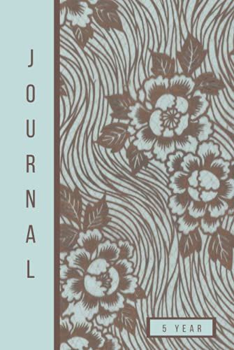 Five Year Journal One Line A Day: Large 5 Year Diary Hardcover Memory Book Perfect For Moms Daughters Women White Elephant Gifts Bulk Gifts Round ... And Lined - Blue Cover With Japanese Peonies
