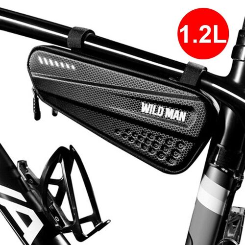 Sac De Cadre 1.2l - Sac De Vélo Étanche À La Pluie Vtt Sac De Selle De Vélo De Route Grande Capacité Réflexion Nocturne Tige De Selle Arrière Sac À Outils Accessoires De Vélo