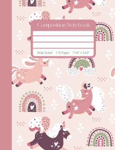 Composition Notebook: Prancing Unicorns Wide Ruled Lined Journal